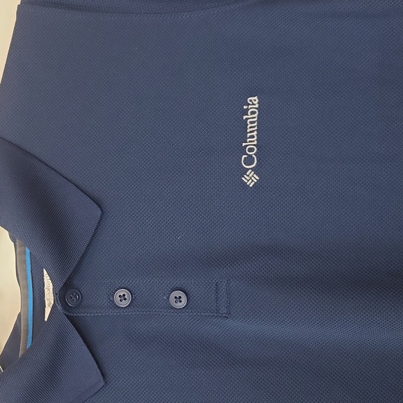 COLUMBIA Navy Blue Omni-Shade 3 Button Short Sleeve Polo Shirt - Picture 2 of 8